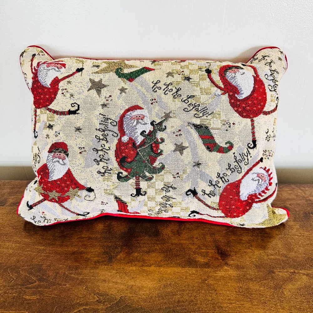 Tapestry whimsical Santa pillow